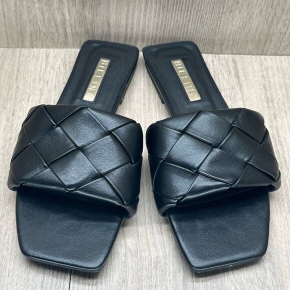 Billini Sandals Womens Size 7 Felix Woven Slip On Flat Slides Synthetic Black - Picture 5 of 11